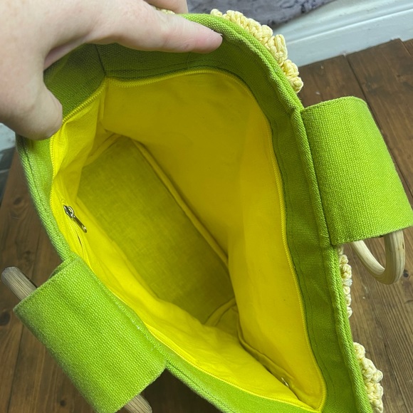 Vintage 60’s/70’s crocheted hand bag green and yellow - Picture 4 of 6